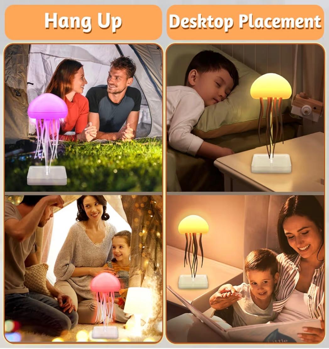 Lámpara Medusa LED con Tentáculos en Movimiento – Luz Ambiental Decorativa